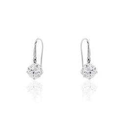 Boucles D'oreilles Pendantes Or Blanc Aedhan Oxydes