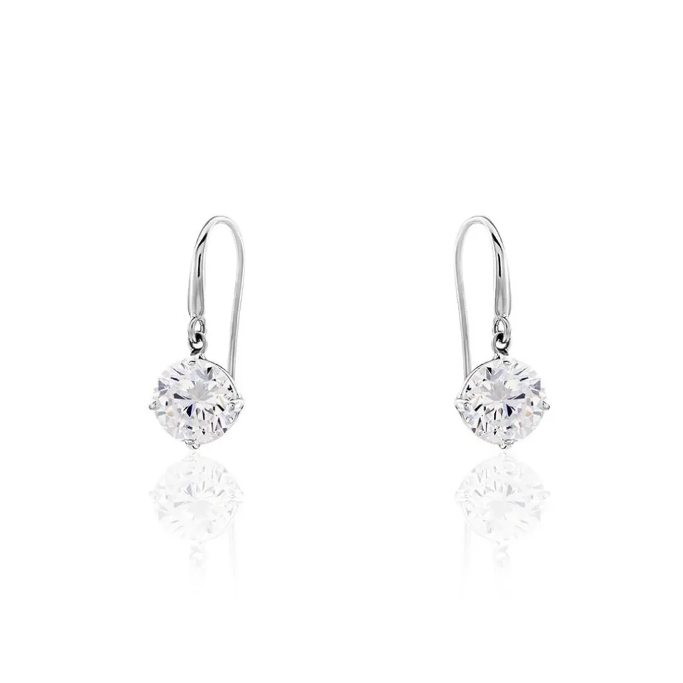 Boucles D'oreilles Pendantes Or Blanc Aedhan Oxydes