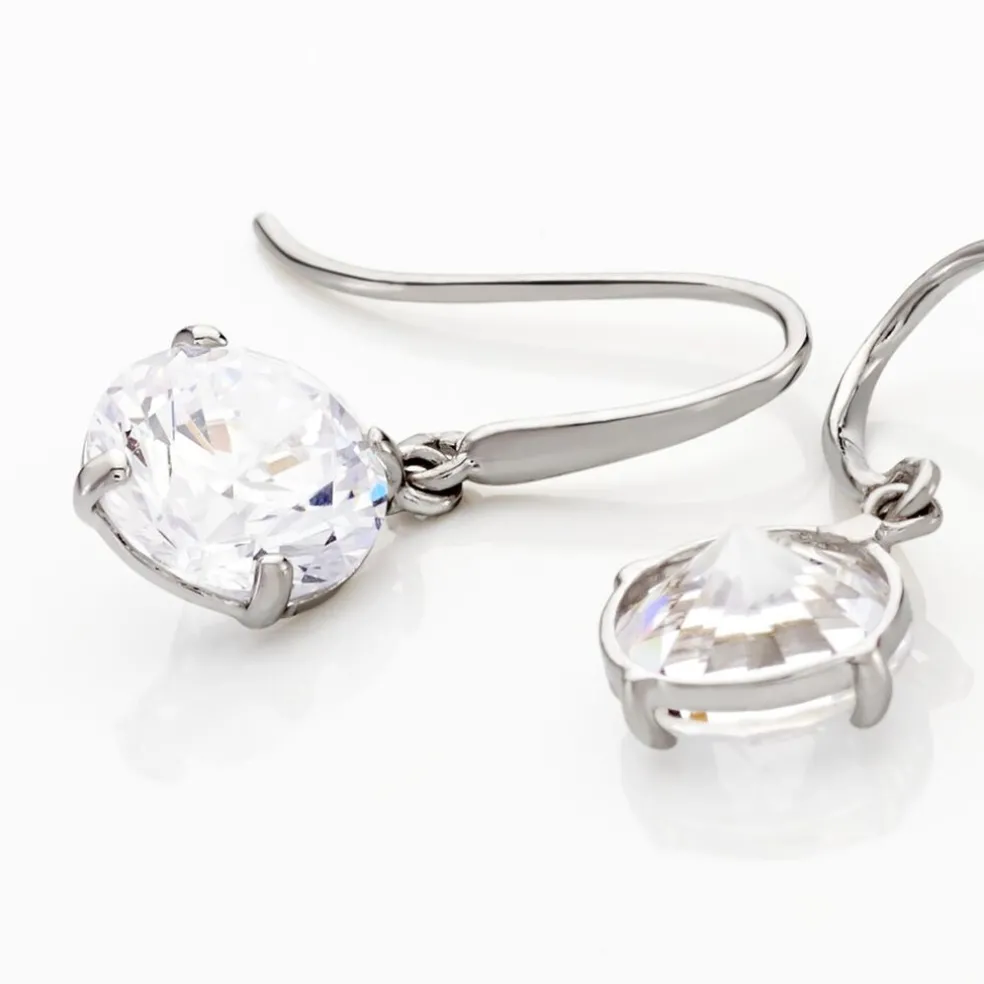 Boucles D'oreilles Pendantes Or Blanc Aedhan Oxydes