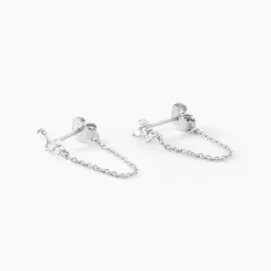 Boucles D'Oreilles Pendantes Eclat d'Aurore Argent Blanc Oxyde De Zirconium