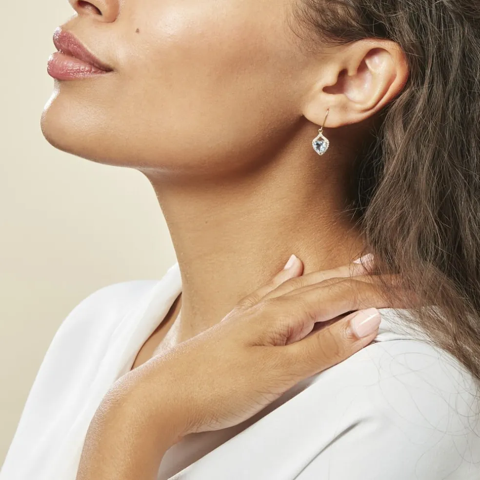 Boucles D'oreilles Pendantes Rosaline Or Jaune Topaze Et Oxyde