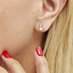 Boucles D'oreilles Pendantes Taima Or Jaune Perle De Culture