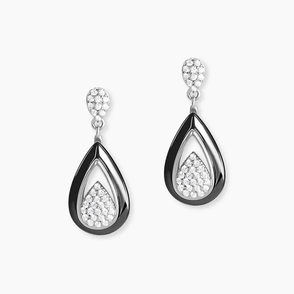Boucles D'oreilles Pendantes Marina Cera Argent Céramique Et Oxyde