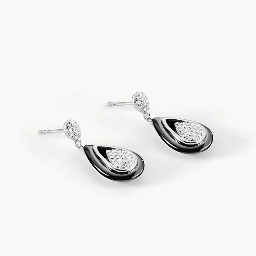 Boucles D'oreilles Pendantes Marina Cera Argent Céramique Et Oxyde