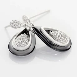 Boucles D'oreilles Pendantes Marina Cera Argent Céramique Et Oxyde