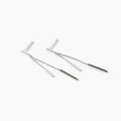 Boucles D'oreilles Pendantes Ainhoaa Or Blanc Diamant