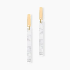 Boucles D'oreilles Pendantes Halcyone Or Jaune Nacre