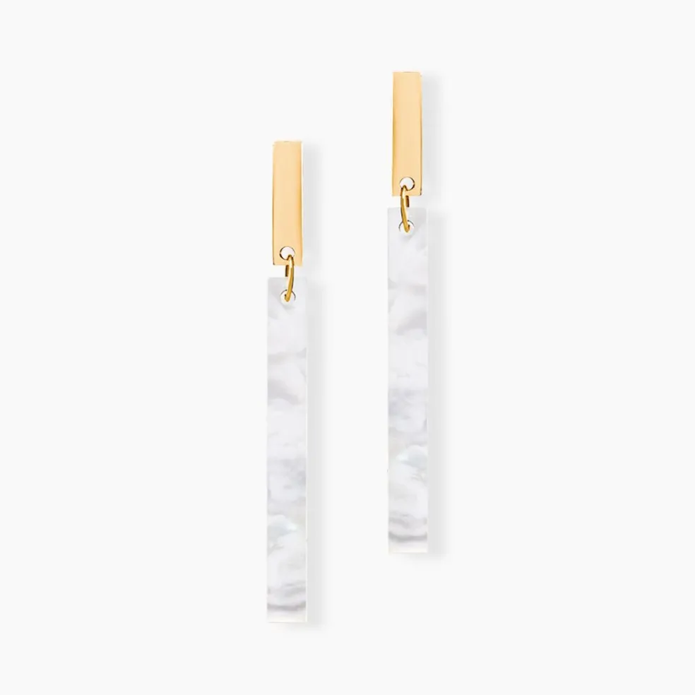 Boucles D'oreilles Pendantes Halcyone Or Jaune Nacre