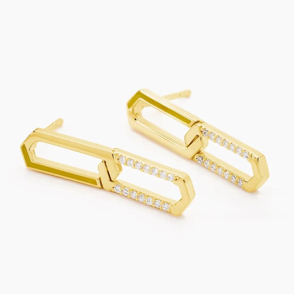 Boucles D'oreilles Pendantes Infini Pop Argent Jaune Oxyde Zirconium