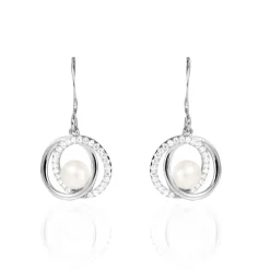 Boucles D'oreilles Pendantes Laury Argent Perle De Culture Et Oxyde