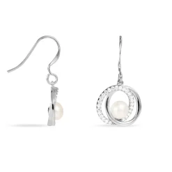Boucles D'oreilles Pendantes Laury Argent  Perle De Culture Et Oxyde