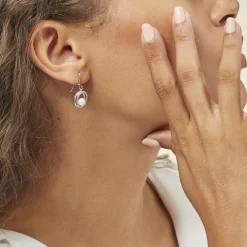 Boucles D'oreilles Pendantes Laury Argent  Perle De Culture Et Oxyde