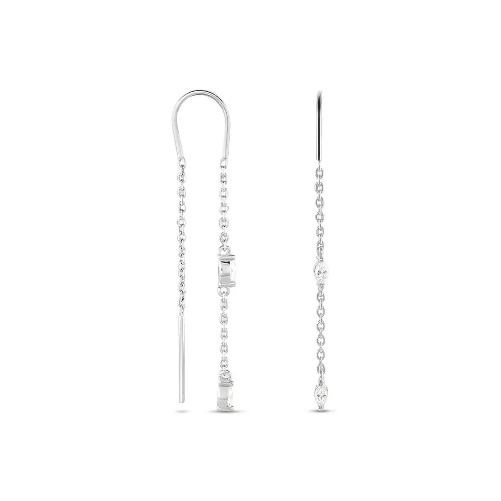 Boucles D'oreilles Pendantes Garsha Argent Blanc Oxyde De Zirconium