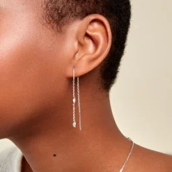 Boucles D'oreilles Pendantes Garsha Argent Blanc Oxyde De Zirconium