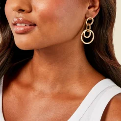 Boucles D'oreilles Pendantes Judie Acier Jaune