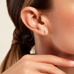 Boucles D'oreilles Pendantes Elorine Argent Blanc Oxyde De Zirconium