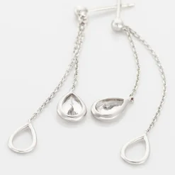 Boucles D'oreilles Pendantes Emerika Or Blanc Oxyde De Zirconium