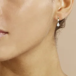 Boucles D'oreilles Pendantes Goutte Or Jaune Oxyde De Zirconium