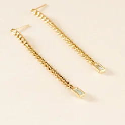Boucles D'oreilles Pendantes Chain Or Jaune Topaze