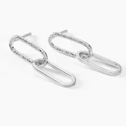 Boucles D'oreilles Pendantes Cedrine Argent Blanc