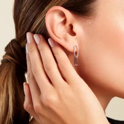 Boucles D'oreilles Pendantes Cedrine Argent Blanc