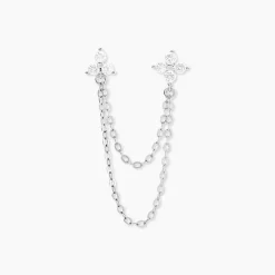 Boucles D'oreilles Pendantes Clova Argent Blanc Oxyde De Zirconium