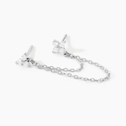 Boucles D'oreilles Pendantes Clova Argent Blanc Oxyde De Zirconium