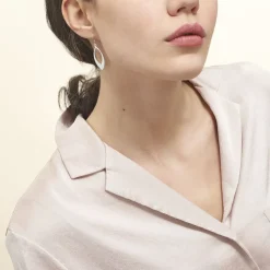 Boucles D'oreilles Pendantes Andrienne Argent Blanc