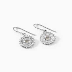 Boucles D'oreilles Pendantes Nyoko Argent Blanc Labradorite