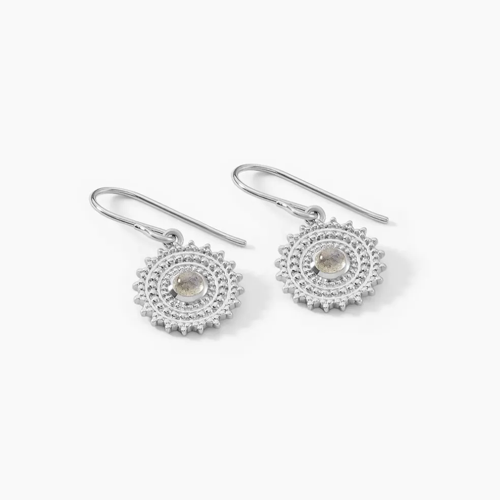 Boucles D'oreilles Pendantes Nyoko Argent Blanc Labradorite