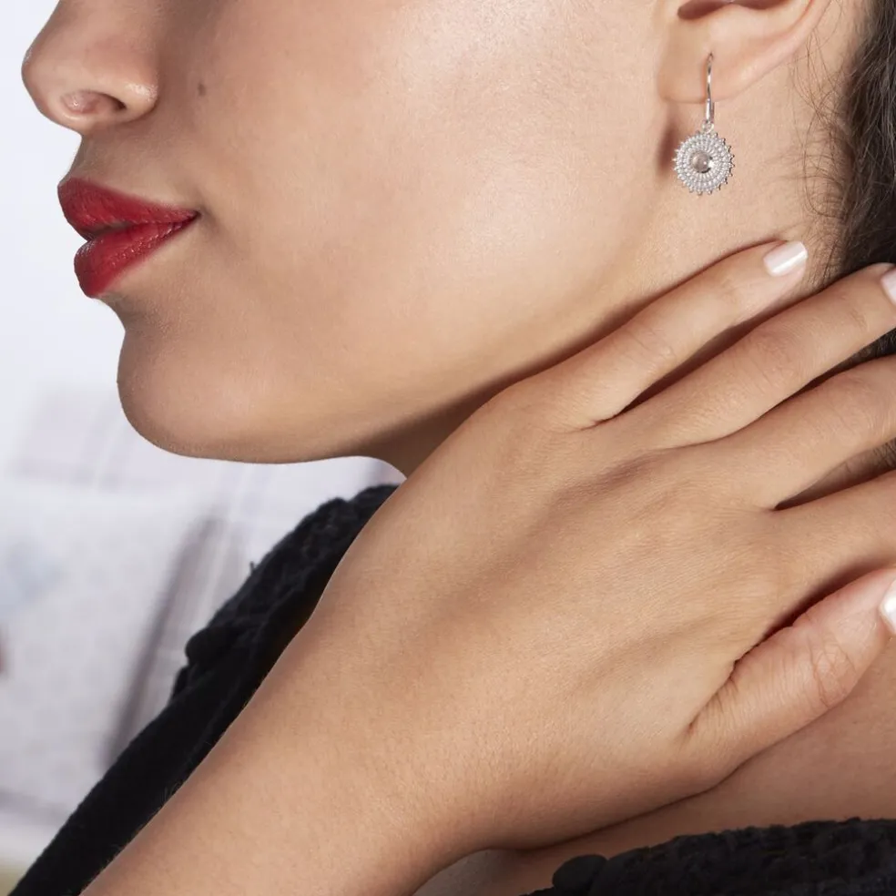 Boucles D'oreilles Pendantes Nyoko Argent Blanc Labradorite