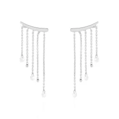 Boucles D'oreilles Pendantes Cainan Argent Blanc Oxyde De Zirconium