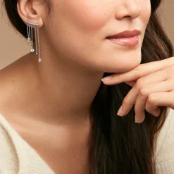 Boucles D'oreilles Pendantes Cainan Argent Blanc Oxyde De Zirconium