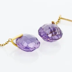 Boucles D'oreilles Pendantes Ludmille Or Jaune Amethyste