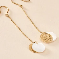 Boucles D'oreilles Pendantes Naïade Or Jaune Nacre