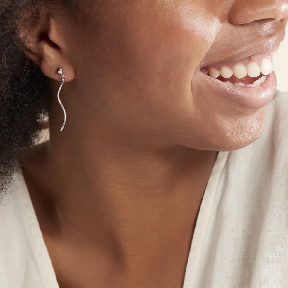 Boucles D'oreilles Pendantes Yaell Argent Blanc