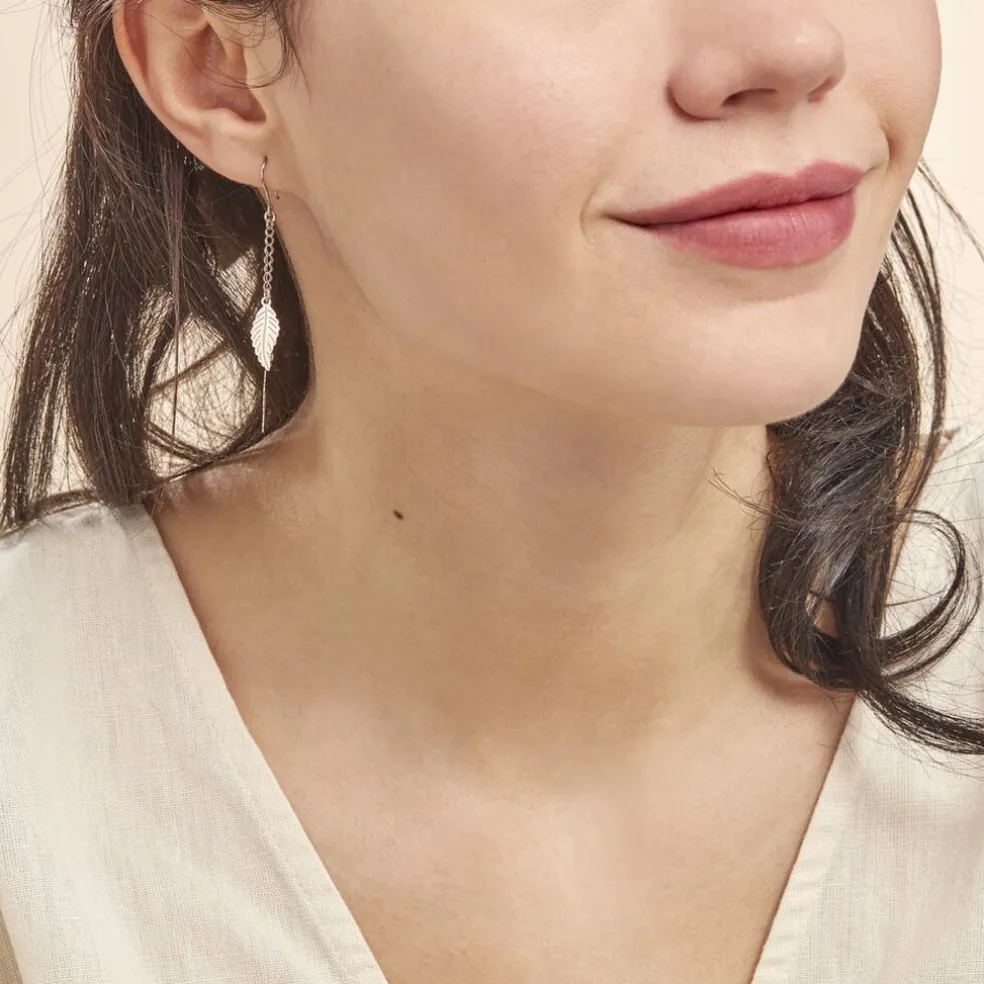 Boucles D'oreilles Pendantes Fabia Argent Blanc