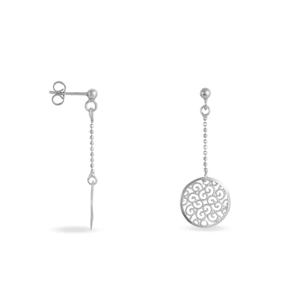 Boucles D'oreilles Pendantes Setti Argent Blanc