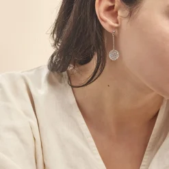 Boucles D'oreilles Pendantes Setti Argent Blanc