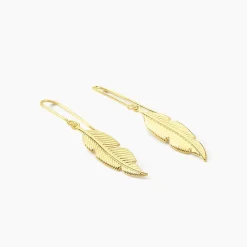 Boucles D'oreilles Pendantes Indian Nature Feuilles Or Jaune