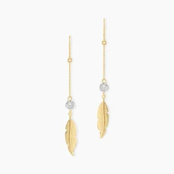 Boucles D'oreilles Pendantes Powoo Or Jaune Strass