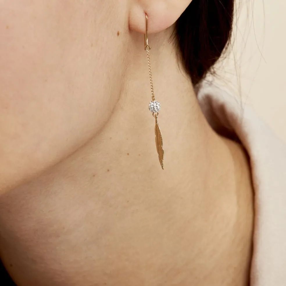 Boucles D'oreilles Pendantes Powoo Or Jaune Strass