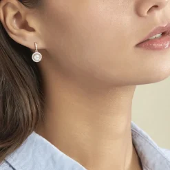 Boucles D'oreilles Pendantes Olivia Argent Rose Perle Culture Oxyde