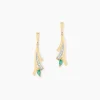 Boucles D'Oreilles Pendantes Usha Or Jaune Emeraude