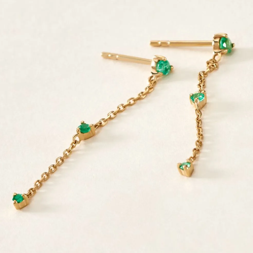 Boucles D'oreilles Pendantes Emeald Is The New Black Or Jaune Emeraude