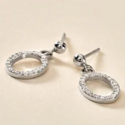 Boucles D'oreilles Pendantes Kimber Argent Blanc Oxyde De Zirconium