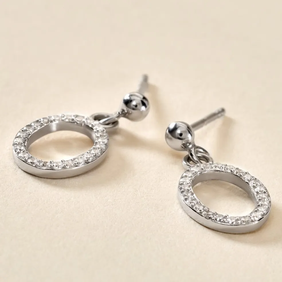 Boucles D'oreilles Pendantes Kimber Argent Blanc Oxyde De Zirconium