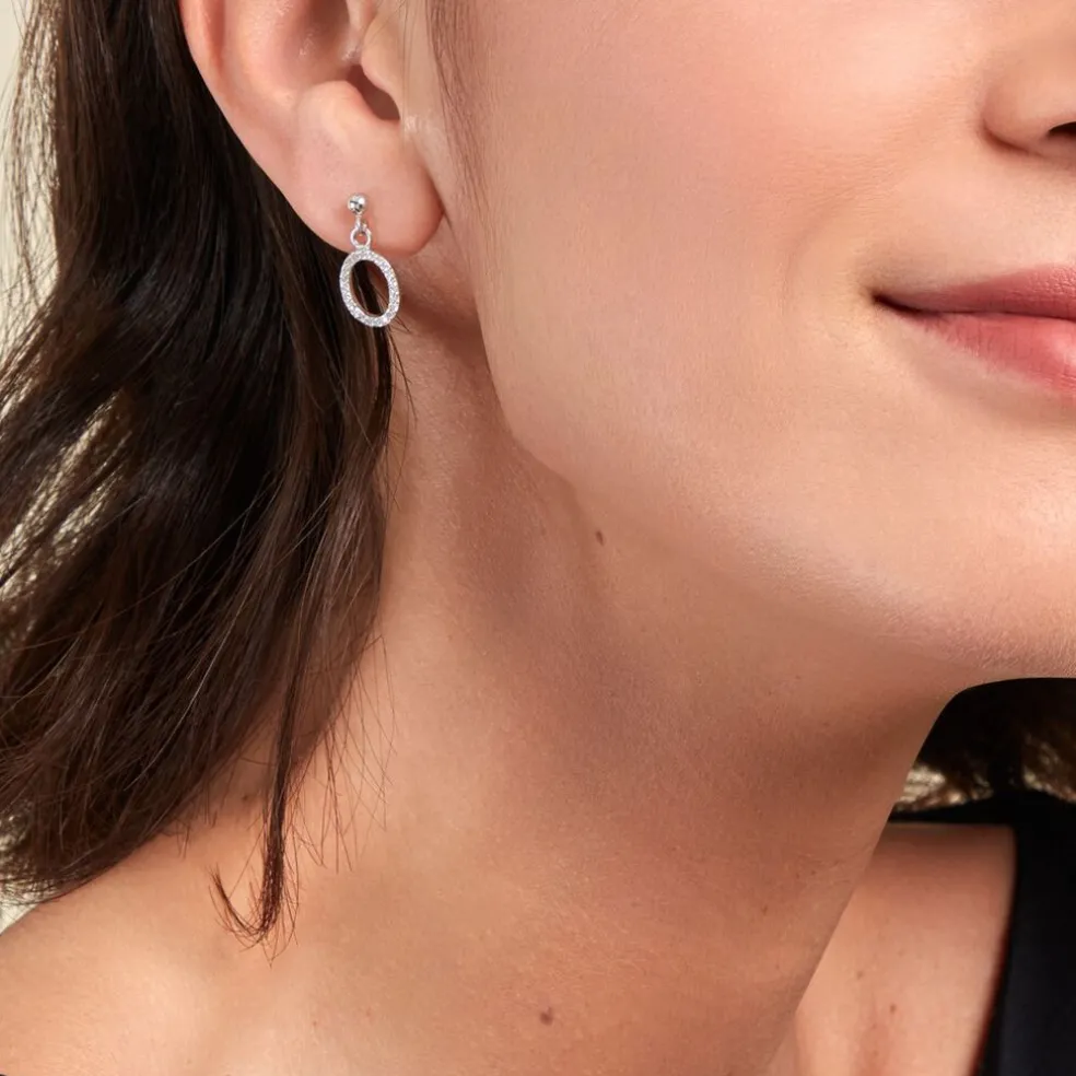 Boucles D'oreilles Pendantes Kimber Argent Blanc Oxyde De Zirconium