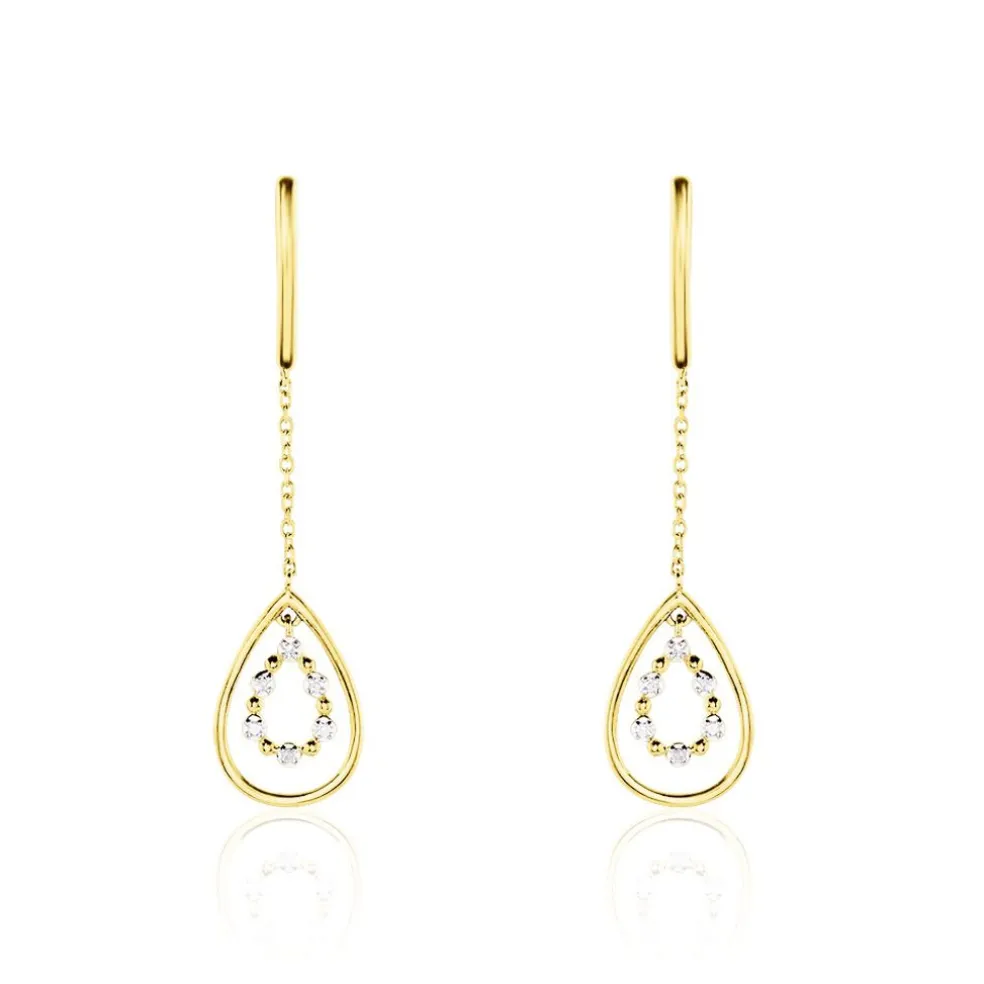 Boucles D'oreilles Pendantes Marganela Or Jaune Diamant