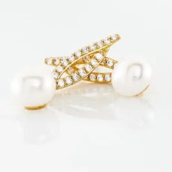 Boucles D'oreilles Pendantes Tesnimae Or Jaune Oxyde Perle De Culture